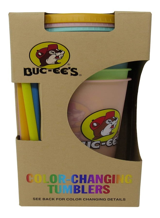 Buc-ee's Color Changing Tumblers, 5 Different Tumblers with Lids and Straws, Holds 25 Ounces Each - Image 1